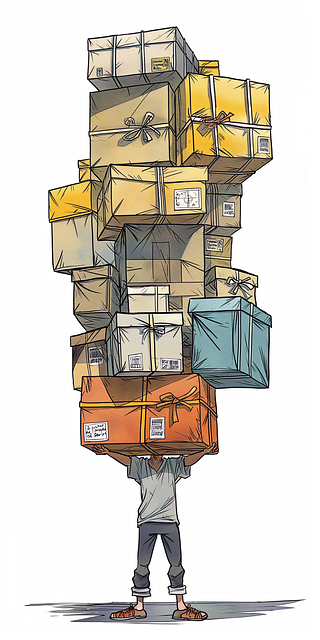Mann, Paket, Humor, Stack, Charakter