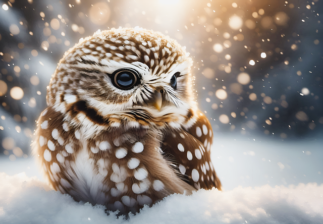 Free ai generated owl winter illustration