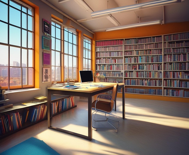 Free ai generated books library illustration