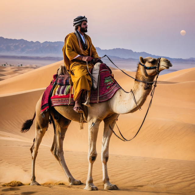 Free ai generated man camel illustration