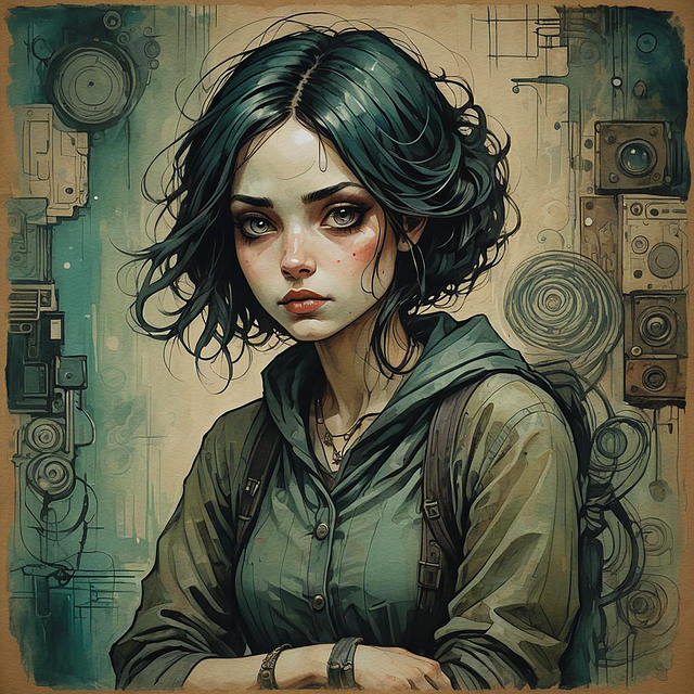 Free girl portrait hoodie illustration