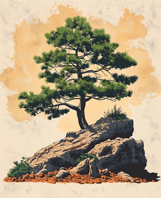 Free ai generated tree stone illustration