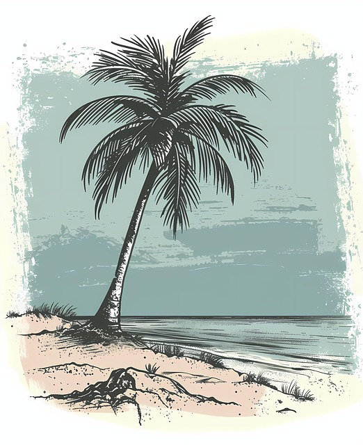 Free palm tree island tropical illustration