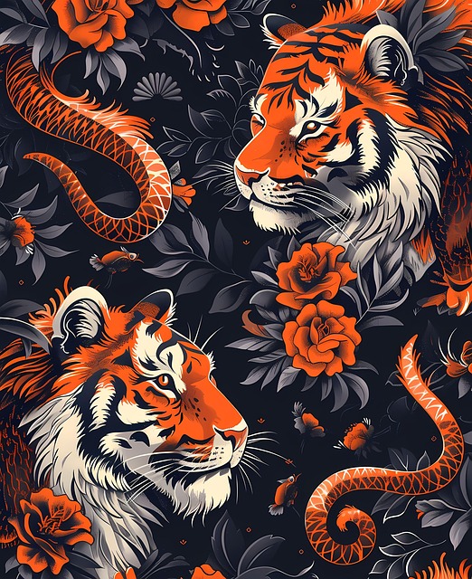 Tiger, Blomster Bakgrunn, Rovdyret
