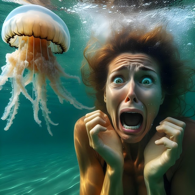 Free woman sea danger illustration