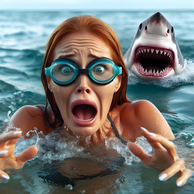 Free woman sea danger illustration