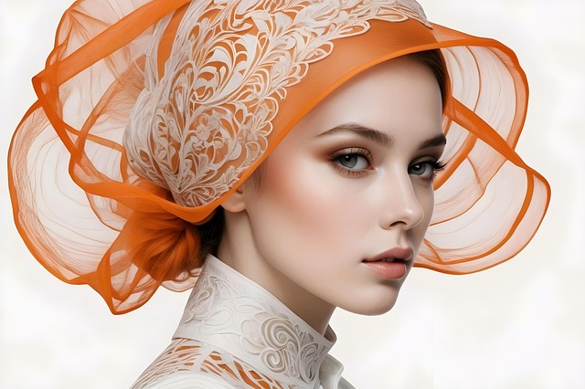 Mujer, Hermosa, Velo, Rostro, Arte