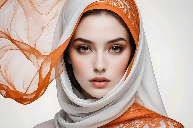 Mujer, Hermosa, Velo, Rostro, Arte