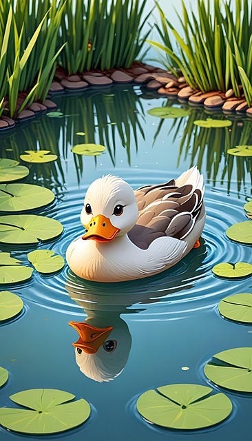 Free ai generated duck pond illustration