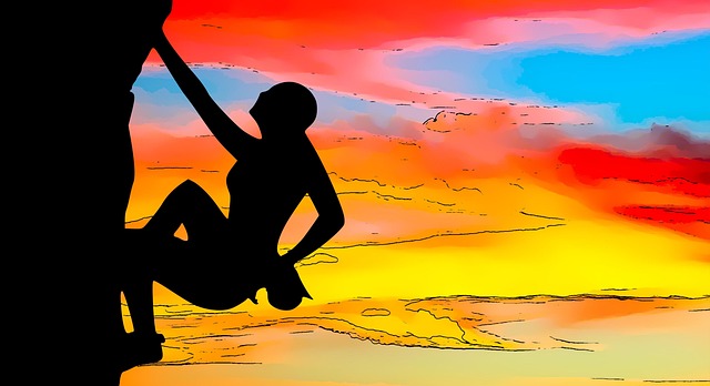 Free rock climbing climbing silhouette illustration