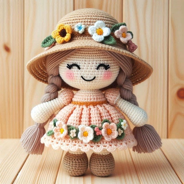 Free amigurumi dolly knitting illustration