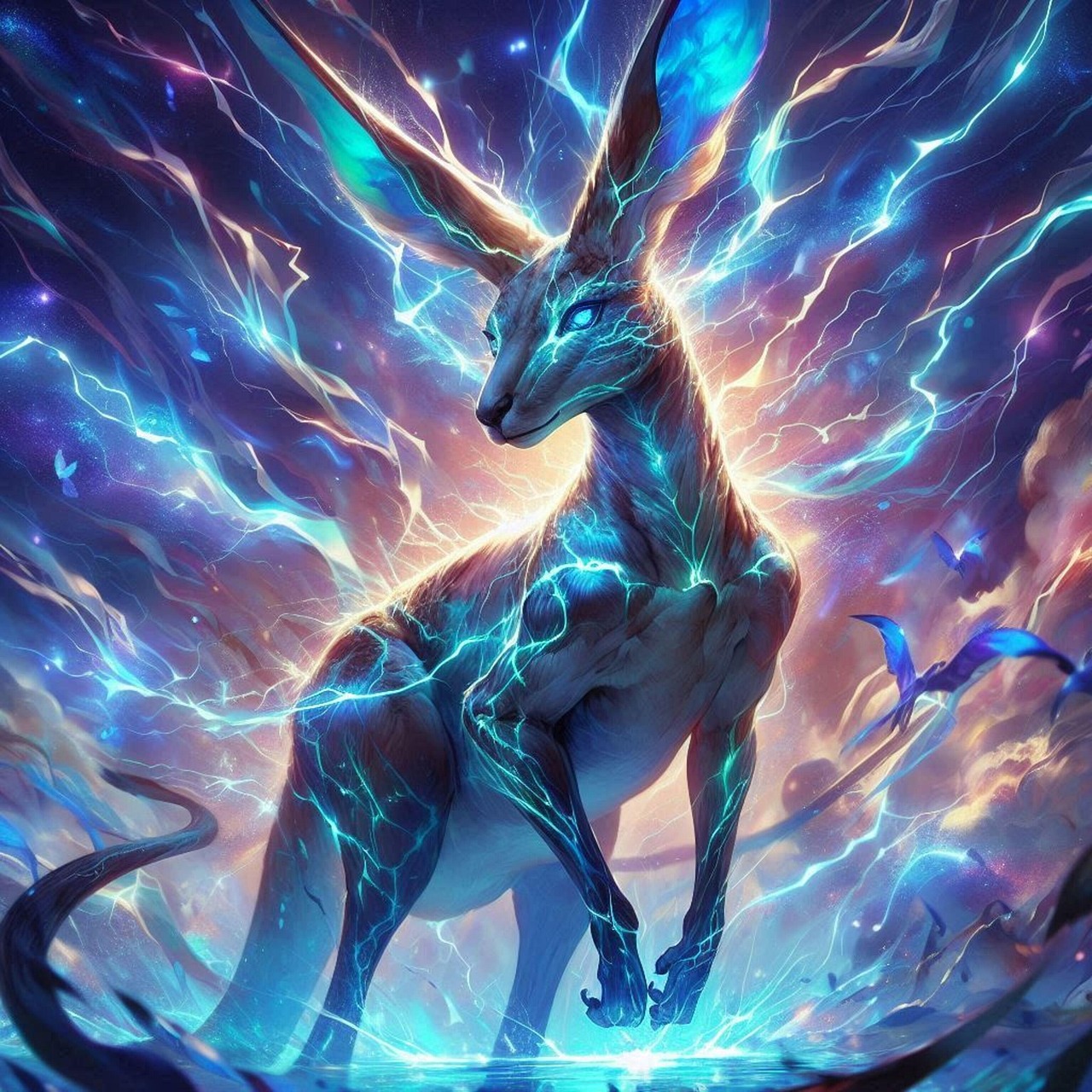 Download ai generated kangaroo glowing royalty free stock