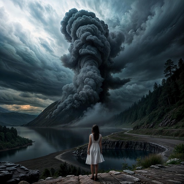 Free ai generated volcano smoke illustration