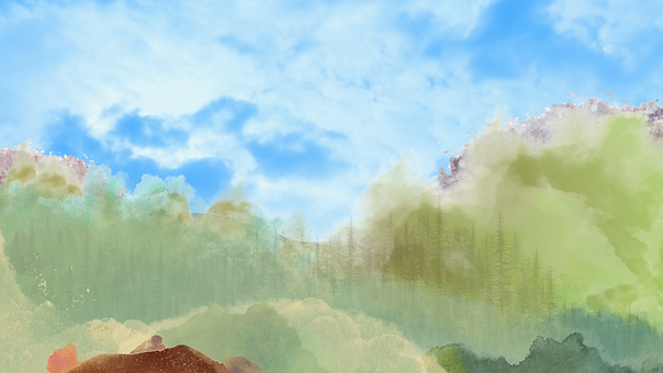 Fondo, Montaña, Acuarela, Pintura