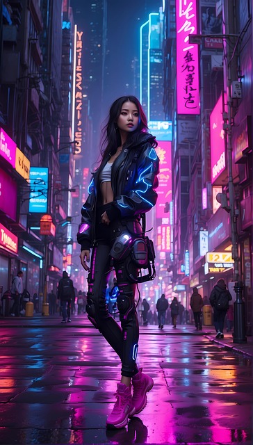 Ai Generado, Mujer Joven, Cyberpunk