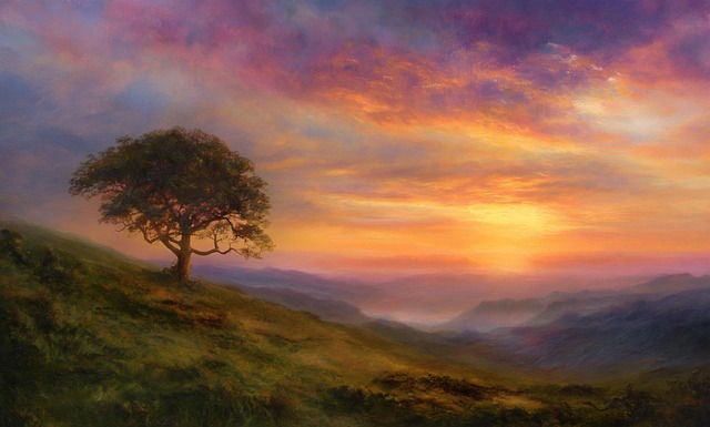 Free ai generated sunset landscape illustration
