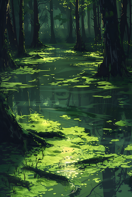 Free ai generated marsh nature illustration