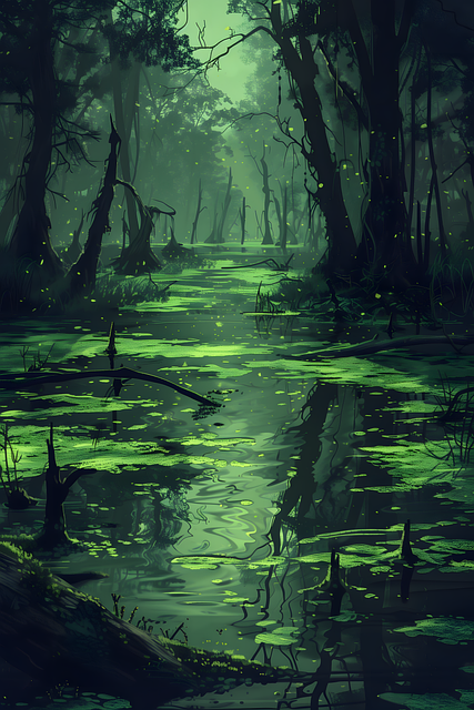 Free ai generated marsh nature illustration