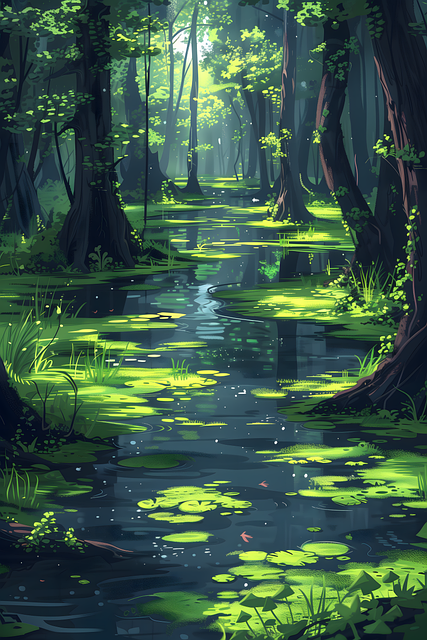 Free ai generated marsh nature illustration