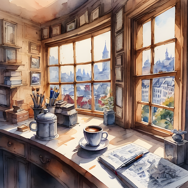 Free ai generated coffee window illustration
