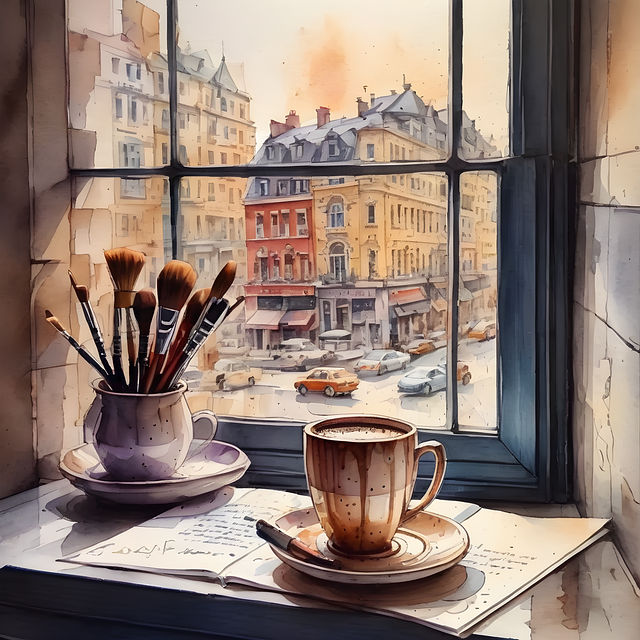 Free ai generated coffee brush illustration