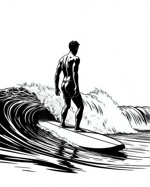 Download free HD stock image of Ai Generated Surfer Free ai generated surfer surfboard illustration