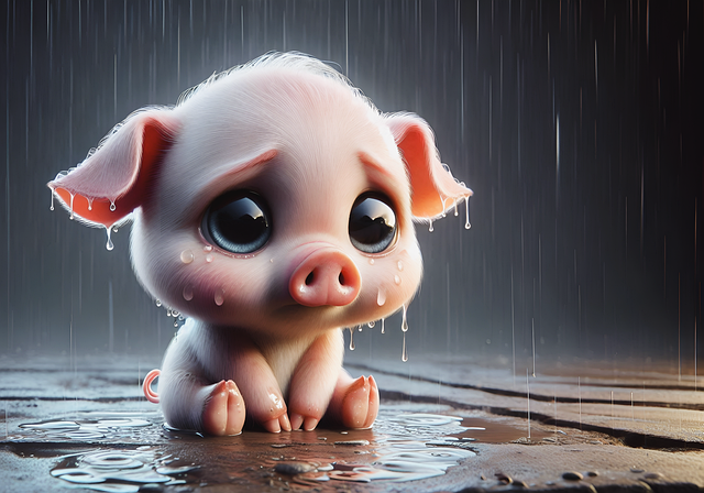 Download free HD stock image of Ai Generated Pig Free ai generated pig sad illustration