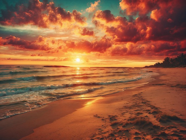 Free ai generated beach sunset illustration
