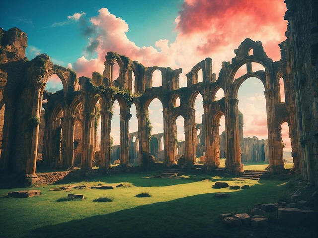 Free ai generated ruins castle illustration