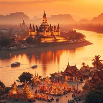 Historisk, Indien, Religion, Ganga, Ghat