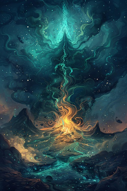 Free ai generated volcano surreal illustration