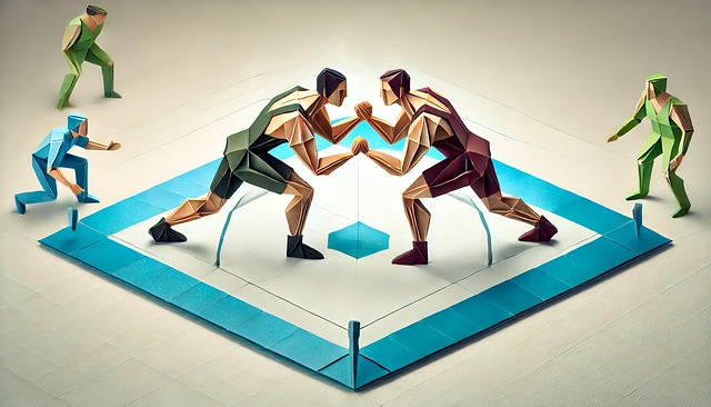 Free ai generated origami wrestling illustration