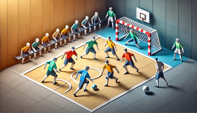 Free ai generated indoor soccer origami style illustration