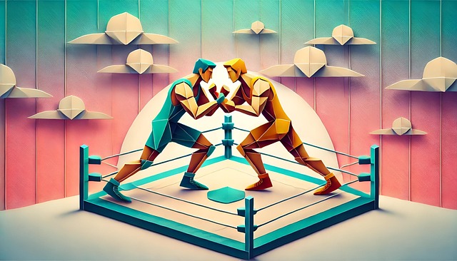 Free ai generated origami wrestlers illustration