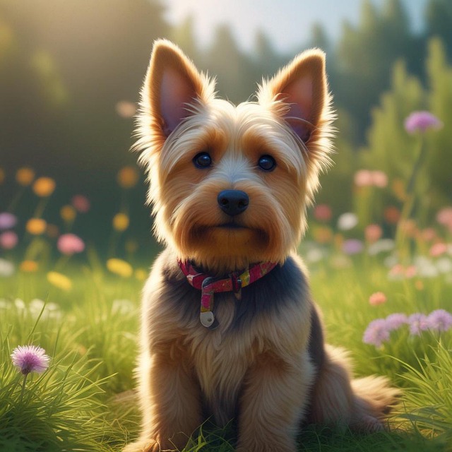 Free ai generated dog flowers illustration