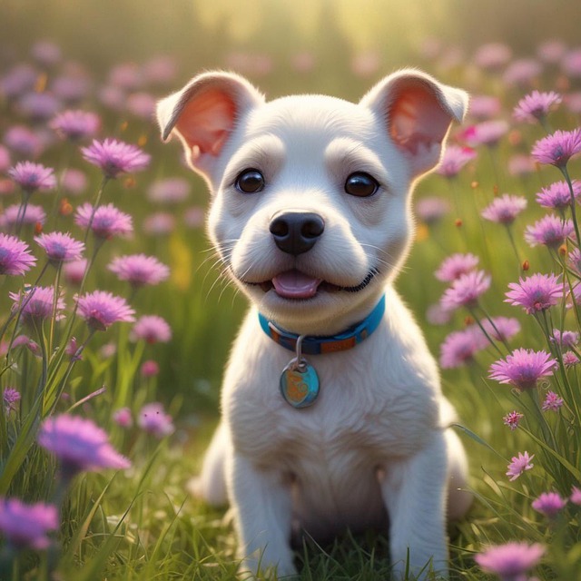 Free ai generated dog flowers illustration