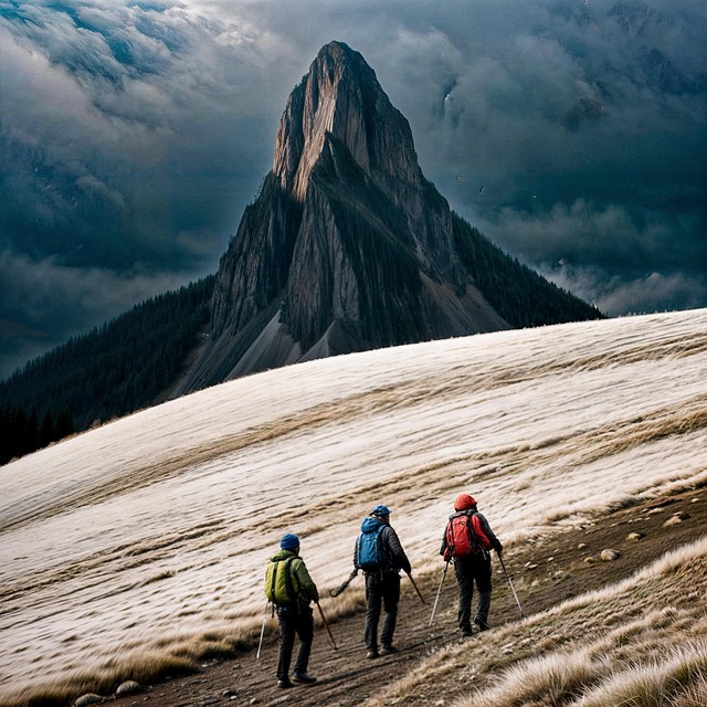 Free mountain hiking men illustration