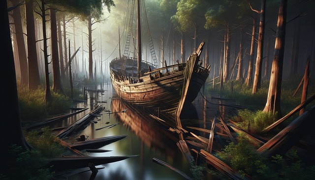 Free ai generated shipwreck marsh illustration