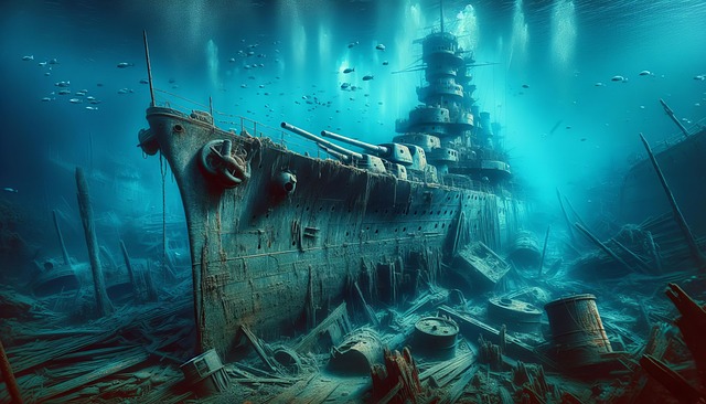 Free ai generated shipwreck ocean illustration