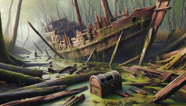 Free ai generated shipwreck marsh illustration