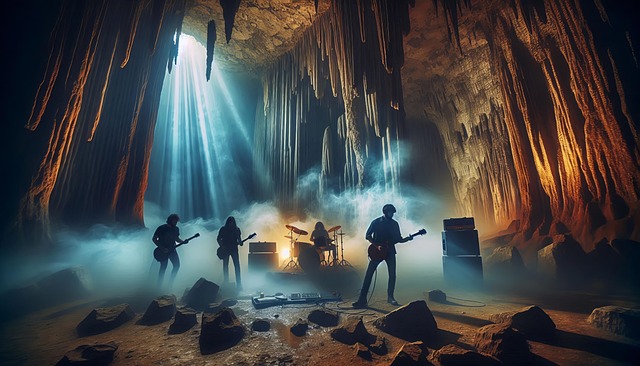 Free ai generated rock band cave illustration