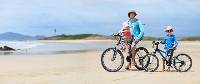 ecuador, beach, bike ride, family, nature, galapagos