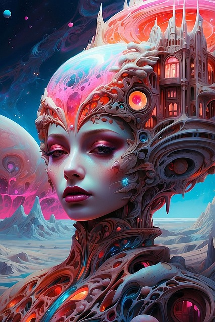 Free ai generated woman architecture illustration