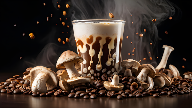 Free ai generated mushroom coffee adaptogens illustration