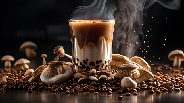 Free ai generated mushroom coffee adaptogens illustration
