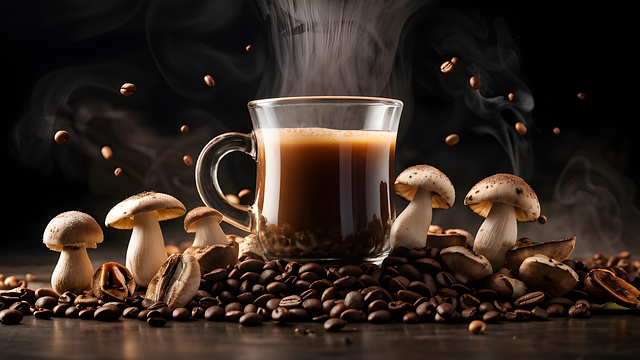 Free ai generated mushroom coffee adaptogens illustration