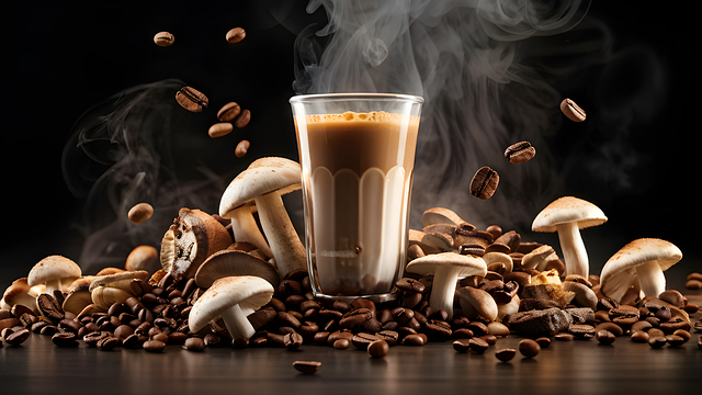 Free ai generated mushroom coffee adaptogens illustration