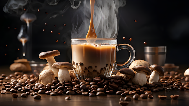 Free ai generated mushroom coffee adaptogens illustration
