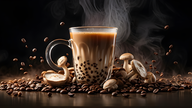 Free ai generated mushroom coffee adaptogens illustration
