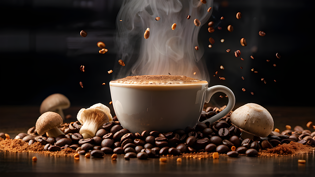 Free ai generated mushroom coffee adaptogens illustration